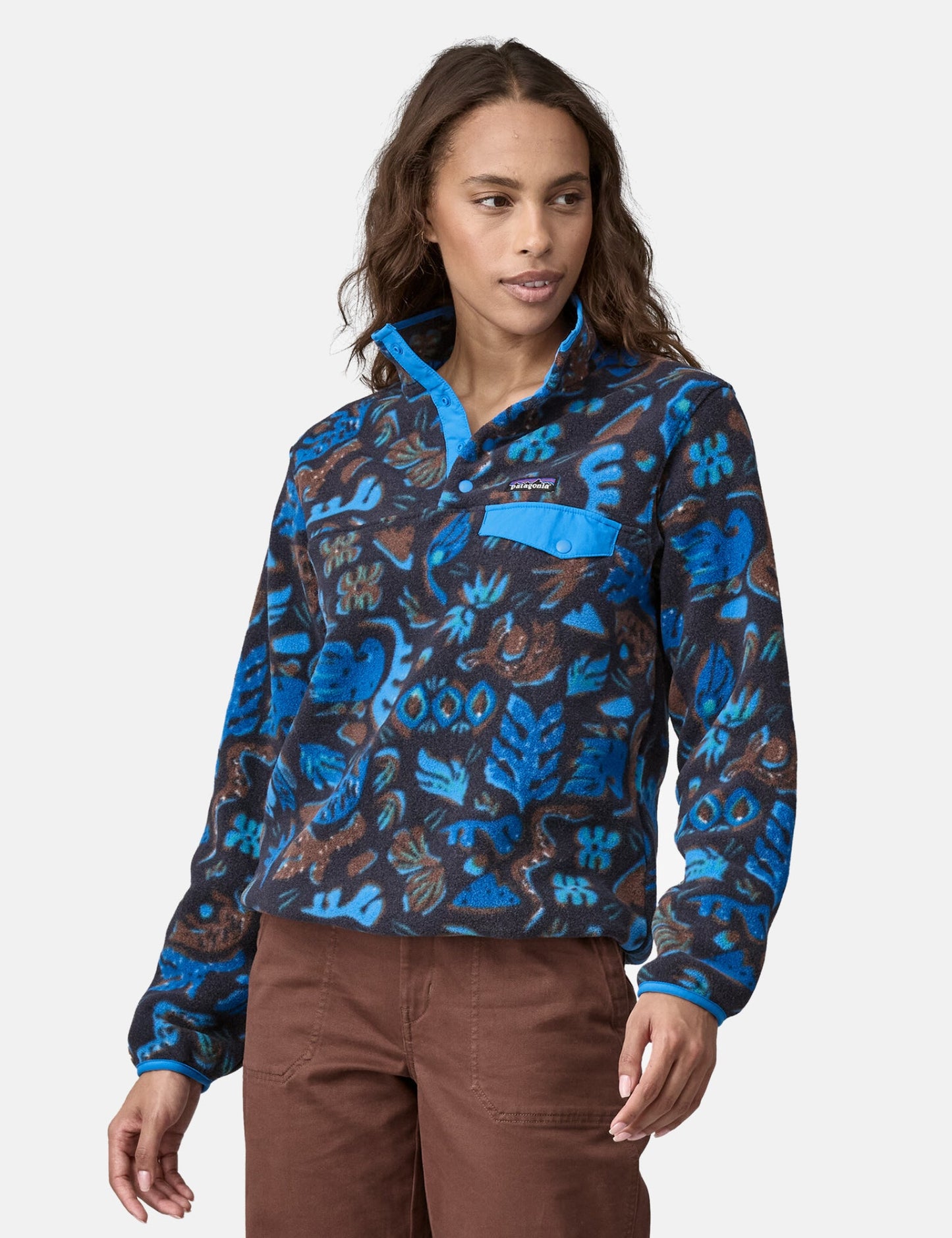 Pata Women's LW Synch Snap-T Across Oceans Pullover - Pitch Blue