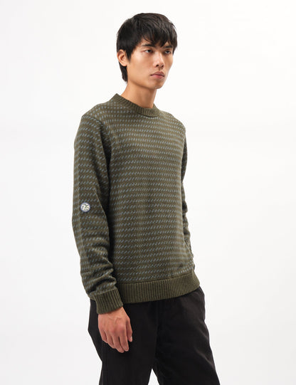 Pata Fisherman Stitch Wool-Blend Sweater - Pine Green