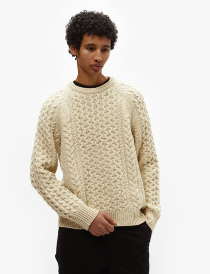 Pata Cable Knit Sweatshirt (Wool Blend) - Natural