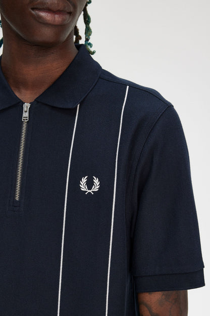 Pinstripe Zip Neck Polo Shirt