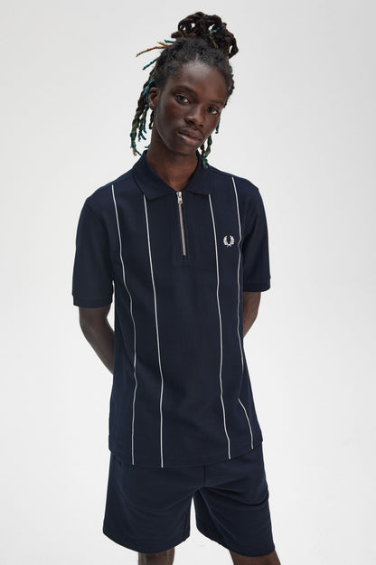 Pinstripe Zip Neck Polo Shirt